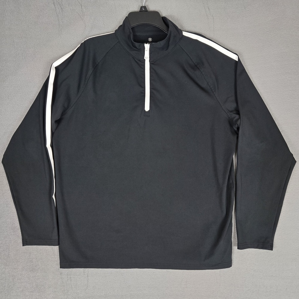 G/FORE Sideline Quarter Zip Mens Large Golf Pullover Black White Performance